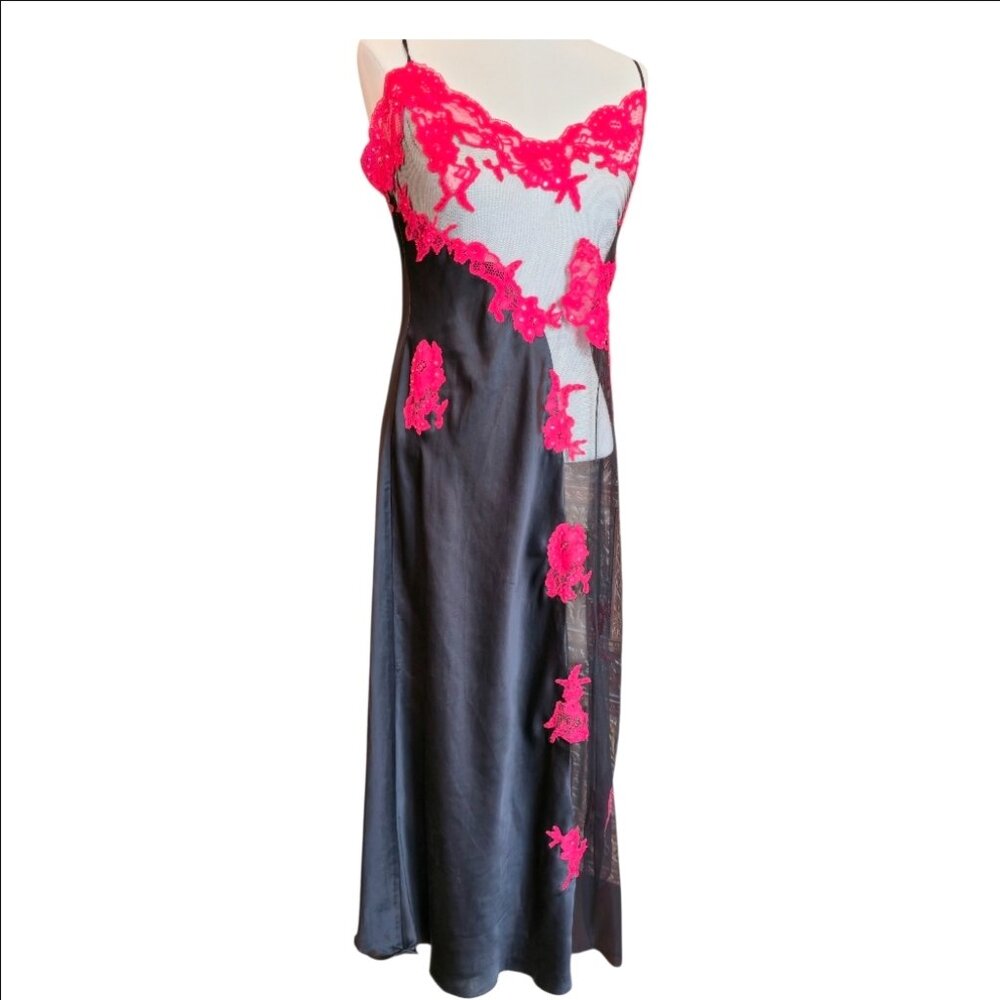 Fredericks of Hollywood vintage silk gown with matching peignoir size XL - Picture 2 of 15
